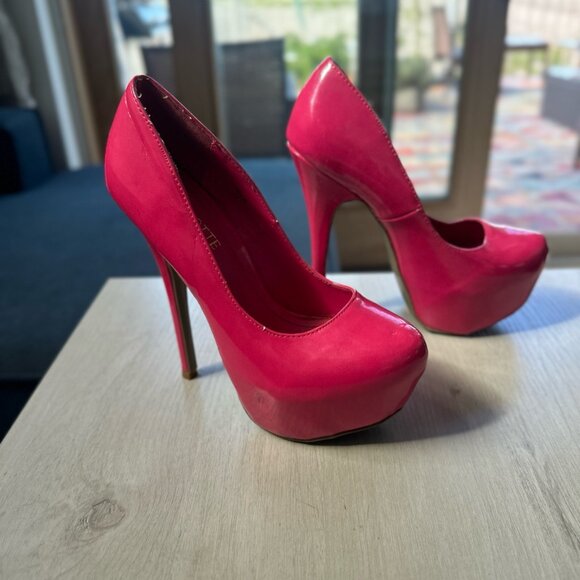 Hot Pink Patent Platform Stiletto Heels – Size 8 - Picture 6 of 6